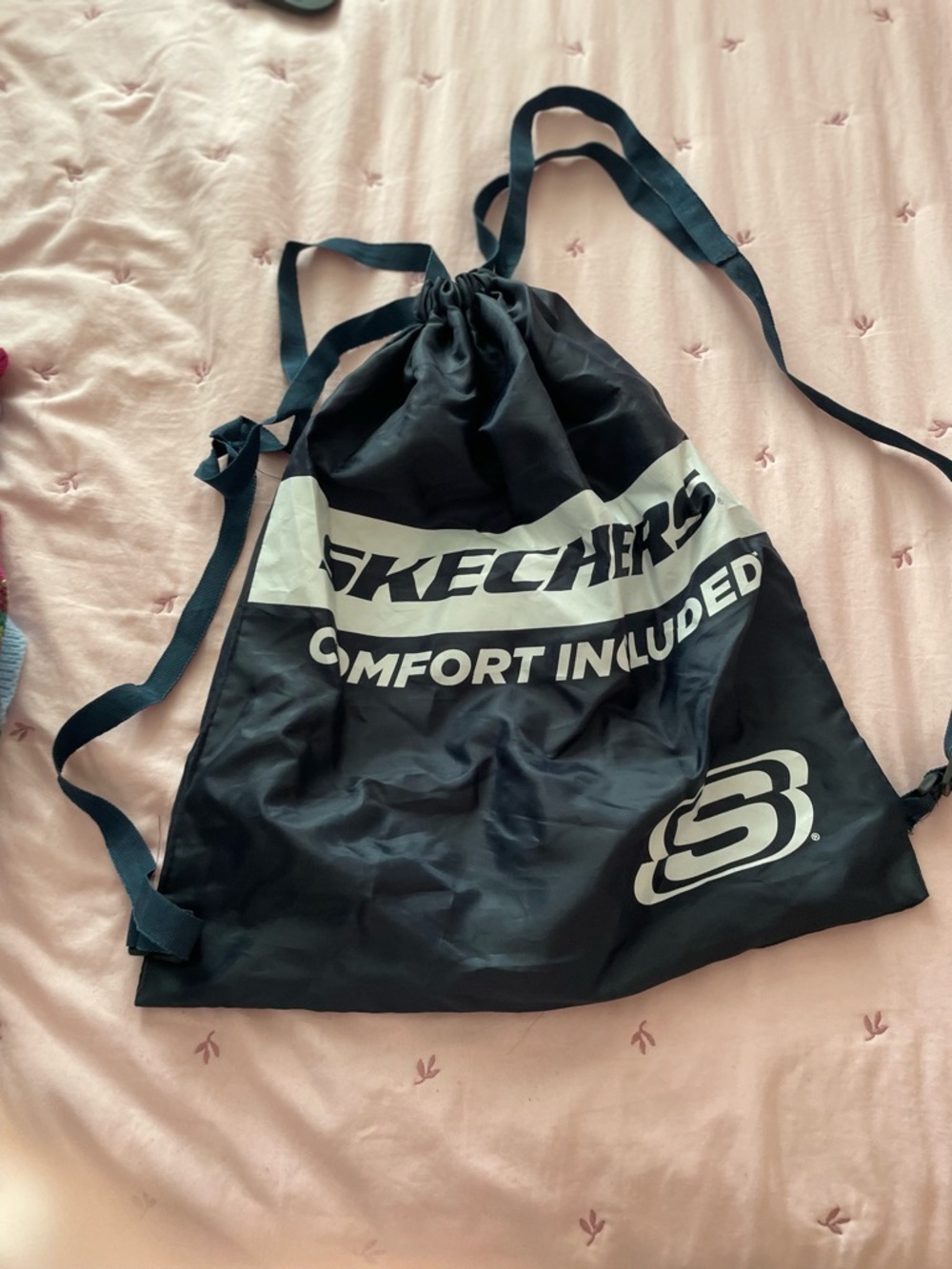 Skechers Navy Blue  Drawstring Gym Sack with White Logo